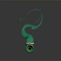 Green And Orange Decorative Staff Weapon With Smoky Effect And Ornate Patterns