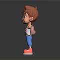 Cartoon Boy With Red Brown Hair Green Eyes Arms Outstretched On Black Background