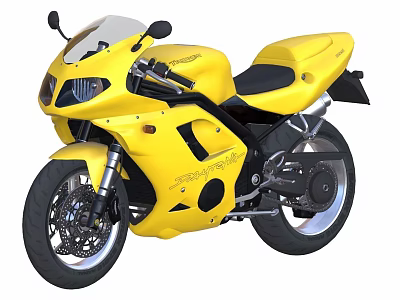 Yellow Sporty Motorcycle With Sleek Design Black Seat And Shiny Wheels 3d model