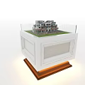 Commercial Display Equipment With Multi Storey Building Model Glass Railing White Base And Orange Lighting