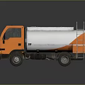 Orange And White Tanker Truck 3D Rendered Model With Metal Ladder