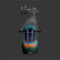 Vintage Mechanical Device With Colorful Blue Orange Exterior And Top Gear Structure