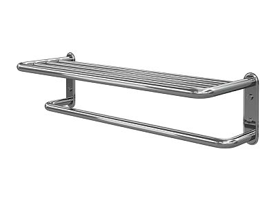 Stainless Steel Bathroom Rack With Wall Mounted Shelf And Towel Bar 3d model