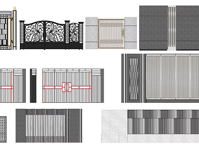 Modern Light Luxury Entrance Gate Design With Sleek Lines And Ornamental Metal Frames 3d model