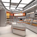 Bright Modern Dessert Shop Interior With Glass Display Cases And Pastry Counter