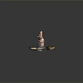 Decorative Furniture Tray With Pink Statue Small Umbrella Ornament Black Base And Gold Edge