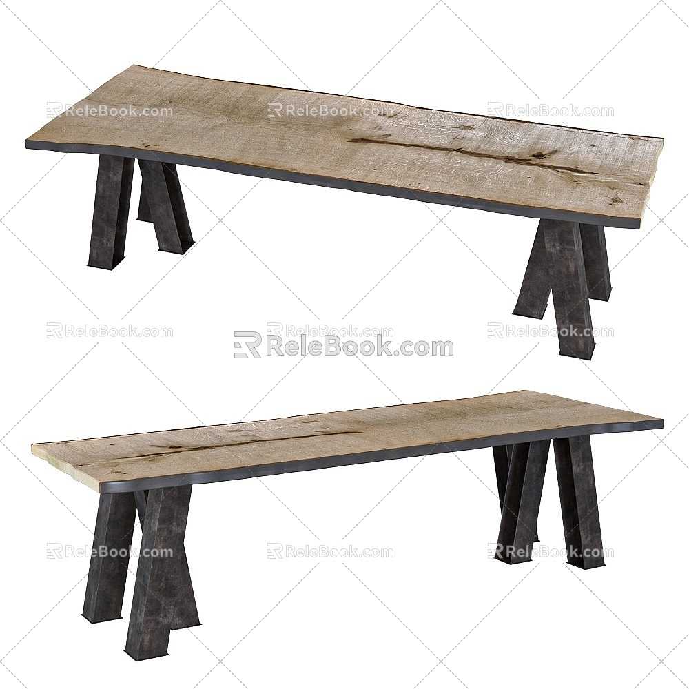 Quiet Vintage Original Wood Dining Table 3d model