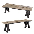 Quiet Vintage Original Wood Dining Table 3d model