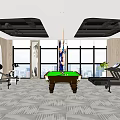 Spacious Modern Fitness Gym With Workout Equipment Pool Table And Large Windows