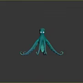 Turquoise Octopus 3D Model With Big Eyes Long Tentacles And Reflection On Smooth Surface 3d model