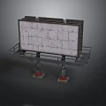 Architectural Billboard Structure With Metal Frame Red Pedestals And Drawing Lines