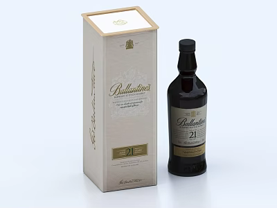 Ballantine's 21 Year Old Whisky Bottle With Elegant Gift Box Packaging 3d model