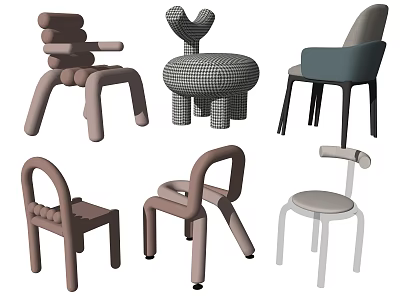 Unique Modern Children's Chairs With Various Creative Designs And Soft Pastel Colors 3d model