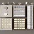Various Modern Grid Lights With Square Rectangular Designs And LED Illumination 3d model