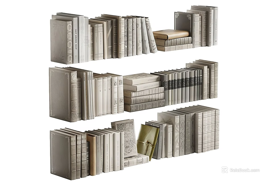 Stacked Assorted Books and Magazines Hardcover Paperback Varied Sizes Collection 3d model 
