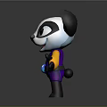 Cute Cartoon Panda Doll With Orange Arms Purple Outfit And Open Arms