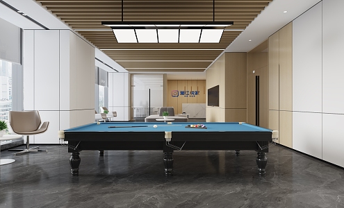 Modern Billiard Room Lounge 3d model