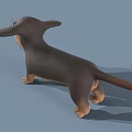 Cute 3D Cartoon Dachshund Model With Black Brown Fur And Playful Expression