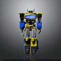 Yellow And Blue Robot Character With Mechanical Design And Toy Model Features