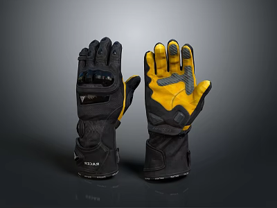 REAX Black And Yellow Protective Gloves With Grip Texture And Durable Material 3d model