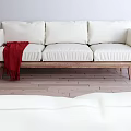 Japanese-style three-seat sofa fabric three-seat sofa 3d model