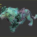 Turquoise Lion Game Movie Character With Ornamental Armor And Shiny Standing Posture