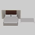 Double Bed Featuring Brown Headboard White Sheets and Modern Metal Frame 3d model