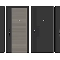 Various Modern Security Doors With Black And Wood Grain Panel Designs 3d model