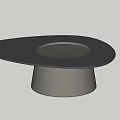Modern Dark Wooden Coffee Table With Circular Glass Insert And Cylindrical Base