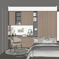 Minimalist Tatami Bedroom Interior Design With Desk Chair Bookshelves And Window