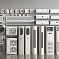 Display of Various Air Conditioners and Fans with Diverse Models and Styles