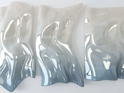 Modern Metallic Wave Design Wall Decor for Interior Home Art 3d model