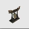 Ancient Chinese Bronze Chime Bell With Dragon Shaped Decorations Ornate Base And Intricate Carved Patterns