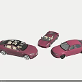 Three Pink Cars In Various Styles Including Sedan And Sports Car Design