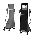Modern Standing Medical Devices With Digital Display Screen Wheels And Connecting Cables 3d model