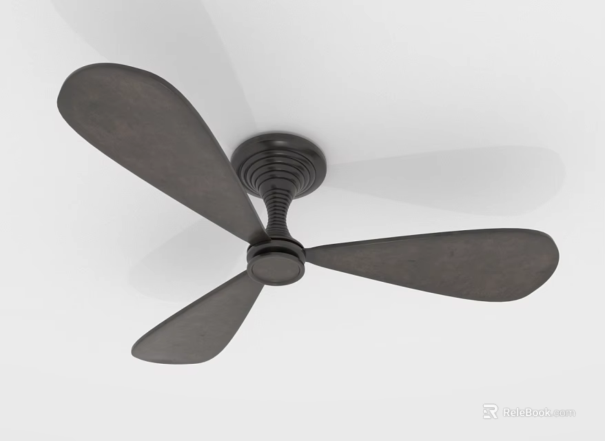 Modern Black Ceiling Mounted Air Conditioning Fan With Three Sleek Blades And Minimalist Design 3d model 
