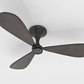 Modern Black Ceiling Mounted Air Conditioning Fan With Three Sleek Blades And Minimalist Design