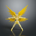 Yellow Winged Angelic Toy Figure With Open Arms And Shiny Armor