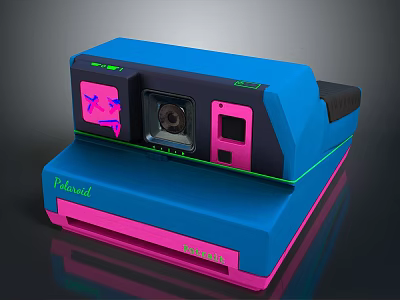 Polaroid Now Plus Instant Camera in Blue and Pink with Lens and Flash Component 3d model