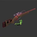 Green and Black Sniper Rifle with Scope and Bullets Near Magazine on Dark Background