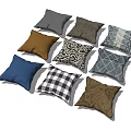 Decorative Throw Pillows with Various Patterns and Colors for Home Decor 3d model