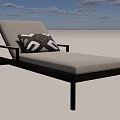 Modern Chaise Lounge With Black Metal Frame Gray Cushion And Patterned Accent Pillow