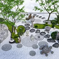 Natural Stepping Stones Garden Path With Green Trees Rocks Grass And Circular Patterns