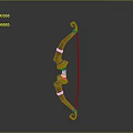 Traditional Decorative Bow With Wooden Curved Structure And Metal Accents