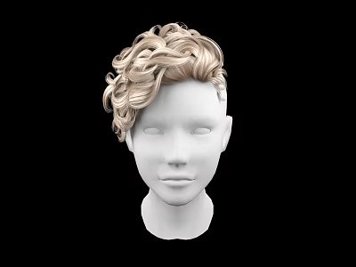 Game And Movie Character White Head Model With Blonde Curly Hair On Black Background 3d model