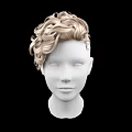 Game And Movie Character White Head Model With Blonde Curly Hair On Black Background