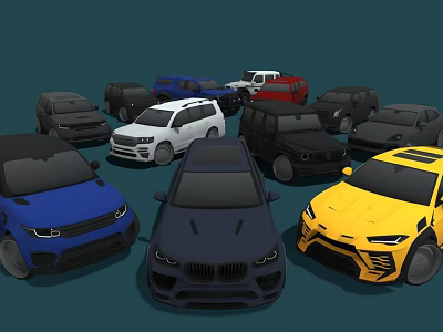 Collection of Various Colored Cars Including SUVs Sedans and Different Models 3d model