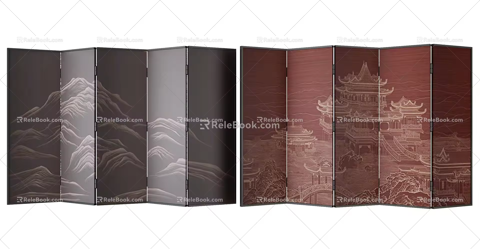 new chinese style screen 3d model