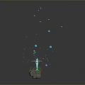 3D Mermaid Character Standing On Rock With Green Seaweed And Blue Bubbles