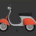 Vintage Red And Gray Motorcycle With Classic Headlight And Black Seat